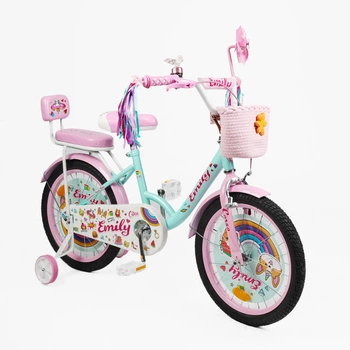 Детский двухколесный велосипед 18" дюймов Corso Emily ML-215 стальная рама 1 скорость. Pink and Mint (188187)