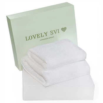 Набір 2 жакардові рушники в коробці Lovely Svi 70 х 140 см і 50 х 90 см Білий (150226)