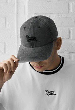 Кепка мужская Стиф темно-серый однотонный с логотипом Staff dark gray logo Универсальный (384656)