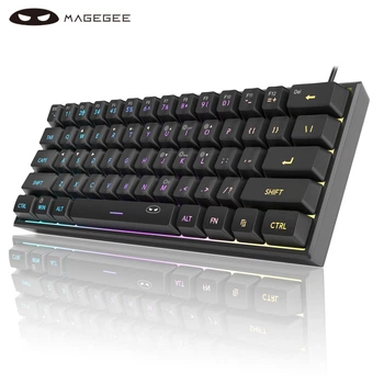 Игровая влагозащищенная компактная клавиатура MageGee TS91, c RGB подсветкой, 61 клавиша, IPX4, мембранная, проводная, ENG, чёрный