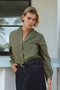 Блуза з прорізною вишивкою Zara 8741/027 M Хакі (08741027533М)