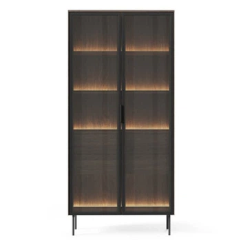 Витрина высокая с подсветкой Perfect Home Луми / Lumi 2D2S/91 2-дверная с 2 ящиками Дуб Дунин (PFH-091381)