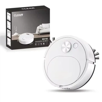 Аккумуляторный мини робот-пылесос для сухой уборки 8018 (White) / Умный пылесос для дома