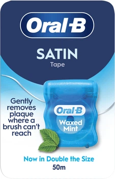 Зубна нитка Oral-B Satin Tape М'ятна Вощена 50 м (8006530114196)