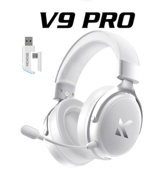 Навушники MCHOSE V9 PRO Біле-Срібло Бездротова Ігрова Гарнтура, Радиоканал/Bluetooth/3.5мм. Знімний Мікрофон, RGB Підсвічування, 7.1 Акумулятор 250 Годин. PC/PS4/PS5/Switch/Xbox