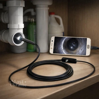 Эндоскоп для телефона USB, эндоскопическая камера для Android и ПК с подсветкой LED, водонепроницаемый бороскоп с гибким кабелем 2 м для обзора труднодоступных мест с записью видео и фото, AND-1239