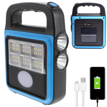 Фонарь ручной прожектор мощный с солнечной панелью и USB HS-8020 ( см11814 )