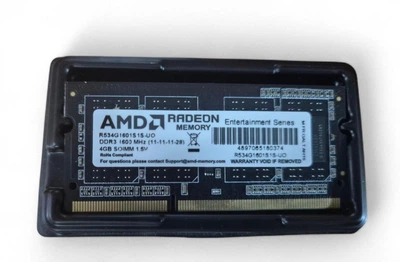 Оперативна пам'ять AMD SODIMM 1.5V, DDR3-1600, 4096MB (R534G1601S1S-UO) для ноутбуків