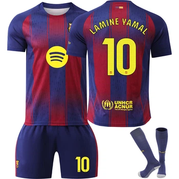 Футбольна форма дитяча Lamine Yamal (Ламін Ямал) Barcelona (Барселона) з гетрами (розмір 34-38) 26 розмір зріст 140-145 см червоно-синій
