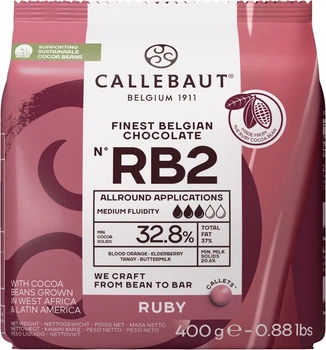 Шоколад бельгійський Callebaut Ruby RB2 молочний шоколад у калетах 400 г (5410522730357)