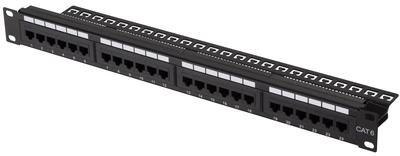 Патч-панель 2E САТ 6, UTP, 19", 1U, 24 порти, зібрана (650406)