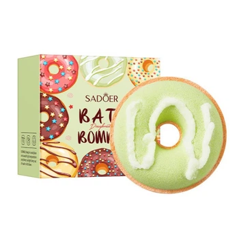 Бомбочка для ванни з сіллю у формі пончика Doughnuts Sadoer, 100г (03 Зелена)