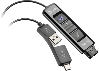 Перехідник Poly DA85-M USB > QD з вбудованим пультом керування для гарнітур EncorePro, USB-A, USB-C, Microsoft (644142)