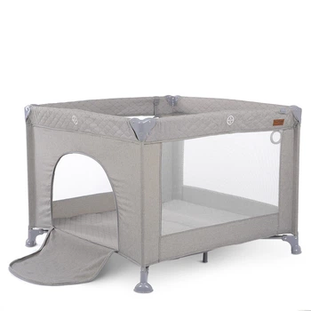 Манеж El Camino ME 1097 CASTLE Perfect Gray (квадратний дитячий, вхід-змійка, кишеня, кільце 2шт, льон)