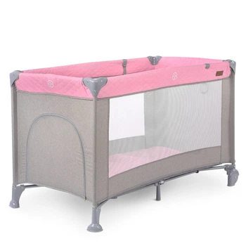Манеж El Camino ME 1096 ACTIVE Pink Gray (прямокутний, 2колеса, вхід-змійка, кишеня, кільце 2шт)