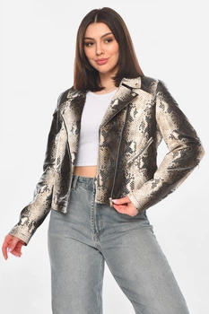Куртка-косуха женская из экокожи черно-белого цвета Fashion размер 40-42 (210880)