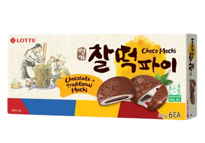 Пирожное рисовое Lotte Chal-tteok Pie в шоколадной глазури (Моти-пай), 210 г