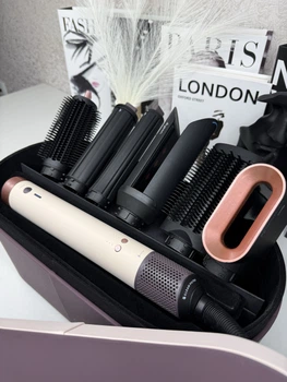 Мультистайлер 1700Вт + Кейс. Бежевый Ceramic Pink / Rose Gold.5-в-1 Фен, Стайлер, Плойка, Выравниватель