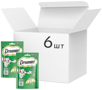 Упаковка ласощів для котів Dreamies з котячою м'ятою 6 шт по 60 г (5998749142431)