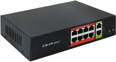 Przelacznik sieciowy Qoltec SWITCH Fast Ethernet PoE 8 x RJ45 PoE / 2 x RJ45 Uplink 120W 100 Mbps (5901878522906)