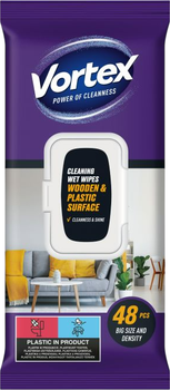 Chusteczki nawilżane Vortex do powierzchni drewnianych i plastikowych 48 szt (4823071641271)