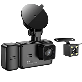 Відеореєстратор Hoco DI62 на три камери 720p/480p+480p 150 мАг Wi-Fi повний контроль на дорозі Чорний