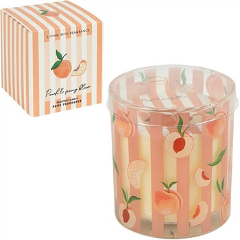 Свеча ароматическая (аромасвеча) в стеклянном стакане 400 г Персик и пион (Peach & Peony Bloom) 9×7,5 см