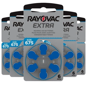 Батарейки Rayovac Extra ZA675 PR44 для слуховых аппаратов 1.45V Zinc Air 30 шт, срок годности до 2029 года.