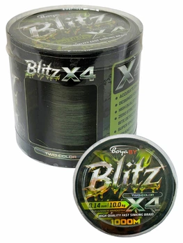Шнур Boya BY Blitz X4 two-color черно-зеленый 0.14мм 10.0кг 1000м
