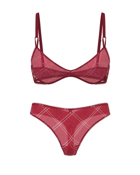 Комплект белья Victoria's Secret бюст Push-Up и трусики тонг 1159864238 (Красный 38D/XL)