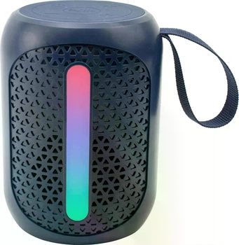 Беспроводная портативная колонка Grand‑X BTS‑5DB Dark blue — Bluetooth 5.3, мощность 5 Вт, разноцветная светомузыка, USB‑C/USB, слот microSD, AUX, аккумулятор до 7 ч, акустическая система для дома и прогулок