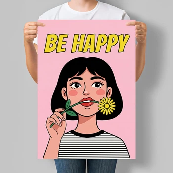 Мотивационный постер Be Happy Будь счастлив А3 30х42 см (MOTN009_А3)