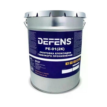Епоксидна ґрунтовка DEFENS PE-01 (2К) Garage 10 кг — прозорий епоксидний ґрунт глибокого проникнення для бетону