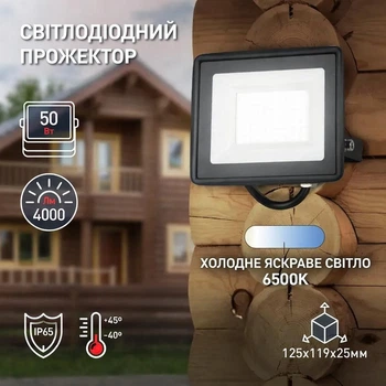 Прожектор светодиодный 50W Series 2 уличный лед прожектор 220V фонарь настенный 8604