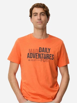 Футболка хлопковая длинная мужская Camel Active T-shirts 1/2 sleeves 409700-7T17-66 L Оранжевая с принтом (4063366239879)