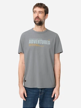 Футболка бавовняна довга чоловіча Camel Active T-shirts 1/2 sleeves 409700-7T27-45 L Темно-синя з принтом (4063366240127)