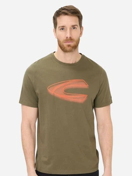 Футболка бавовняна довга чоловіча Camel Active T-shirts 1/2 sleeves 409700-7T02-35 M Оливкова з принтом (4063366239213)