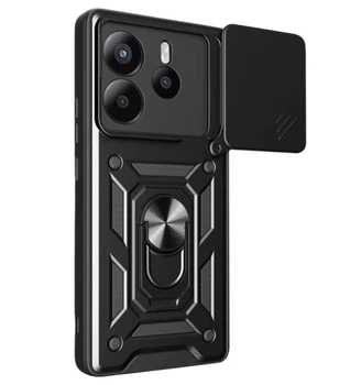 Чехол Primo Shockproof для Xiaomi Redmi Note 14 4G - противоударный, с подставкой и шторкой для камеры - Black