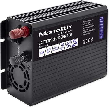 Inteligentna ładowarka Qoltec Monolith do akumulatora LiFePO4/AGM/GEL/SLA 24 V 10 A (5901878519524)