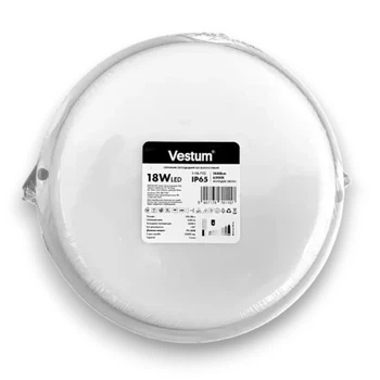 Настенно-потолочный LED светильник 18W для ЖКХ Vestum круглой формы 6500K влагозащищенный белый IP65