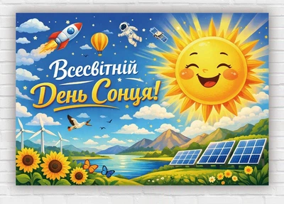 Бумажный плакат "Всемирный день солнца. Яркое солнышко" 110х75 см