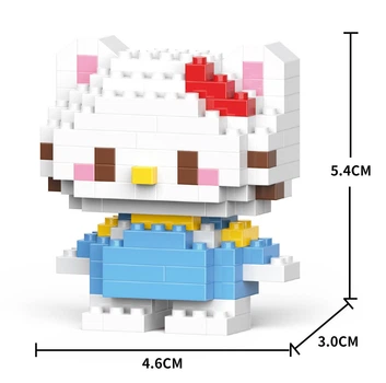 Мини-конструктор Hello Kitty, кошка Китти в голубом наряде, фигурка персонажа, 142 детали