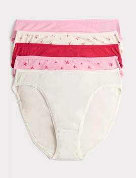 Набор хлопковые трусики Marks&Spencer модель High legs 10(38) 5 шт pink mix 0220