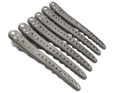 Металевий перукарський зажим Zauber-manicure (сірий) 6шт 06-095B-6