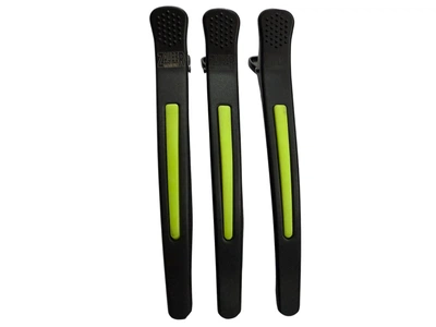 Парикмахерский зажим для волос Zauber-manicure, пластиковый (чёрный с зелёным) 3шт 06-097D-3