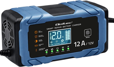 Inteligentna mikroprocesorowa ładowarka Qoltec do akumulatora AGM/GEL/LiFePO4 12 V 12 A (5901878526676)