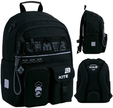 Рюкзак шкільний Kite 584M для хлопчика Чорний 39.5x29x13см 13 л легкий Ортопедичний 1-4 клас спинка Ergo Kids (K26-584M-5)