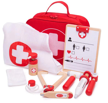 Іграшковий набір Bigjigs Toys Валізка лікаря з дерев’яними аксесуарами 10 шт (0691621174890)