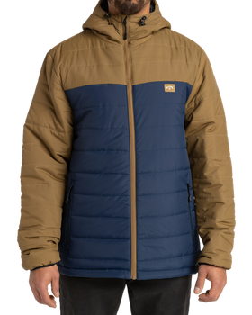 Чоловіча стьобана куртка Billabong Surf Check з капюшоном коричневого та темно-синього кольору S F1JK36 21 (S)