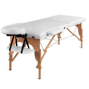 Складной деревянный массажный стол, двухсекционный Medimas Prosport-2, 195 x 70 cм, белый
